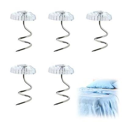 100Pcs Bed Skirt Pins, 10mm Clear Head Twist Pins for Sofa Covers, Upholstery, & Fabric – No-Slip Furniture Fasteners for Sheets, Car Interiors, Garage Insulation