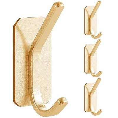 Paoli Heavy Duty Adhesive Wall Hooks, 30 lb Max Load Waterproof Hooks for Bathroom Towels Coats Bags, No Drill Damage-Free for Renters Apartment Dorm, Matte Gold, 4 Pack
