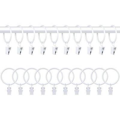 20 PCS Metal Curtain Rings with Clips, White Drapery Rings for Hanging, Curtain Clips 1.26" Interior Diameter, Fit up to 1" Curtain Rod