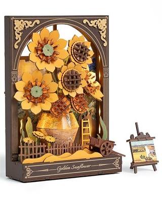 rowood Sunflower 3D Puzzles for Adults,Mother's Day DIY Vincent Van Gogh Painting Artwork Craft Kits for Adults,Home Decor Botanical Collection Gift on Christmas/Birthday for Friends Family