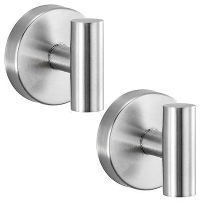 Suction Cup Hooks No Drill Stainless Steel Shower Hooks Towel Hook Robe Hook Heavy Duty on Smooth and Non-Porous Surfaces in Bathrooms Kitchen Bedroom (2, Brushed Nickel)