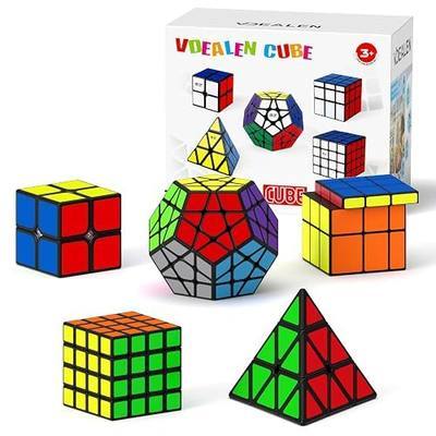 Vdealen Speed Cube Set, 2x2 4x4 Pyramid Mirror Dodecahedron Magic Cube Pack, Puzzle Cube Bundle Toys for Classroom Prizes Birthday Party, for Kids Teens Adults-5 Pack