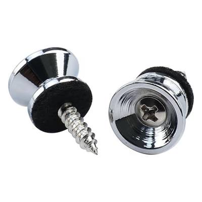2 PCS Bass Guitar Strap Locks Buttons Stainless Steel Strap Buttons End Pins with Mounting Screws Felt Washer for Classial Acoustic Electric guitar Bass Ukulele Mandolin (Chrome)