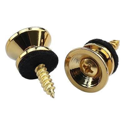 2 PCS Bass Guitar Strap Locks Buttons Stainless Steel Strap Buttons End Pins with Mounting Screws Felt Washer for Classial Acoustic Electric guitar Bass Ukulele Mandolin (Gold)