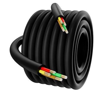 HiFind 14 AWG 4-Conductor Trailer Wire Cable 25 Ft, 4 Way Color Coded Stranded CCA Electrical Low Voltage Extension Towing Wiring Harness, Easy-Peel PVC for RV LED Light Marine, Automotive,Outdoor Use