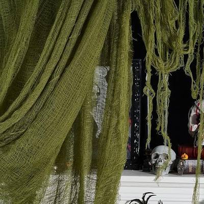 320 x 80 in Halloween Creepy Cloth for Yard and Outdoor Decorations,Green | Large Spooky Fabric Scary Gauze Cheesecloth for Haunted House Walls, Party Backdrops, Doorways and Indoor Halloween Displays