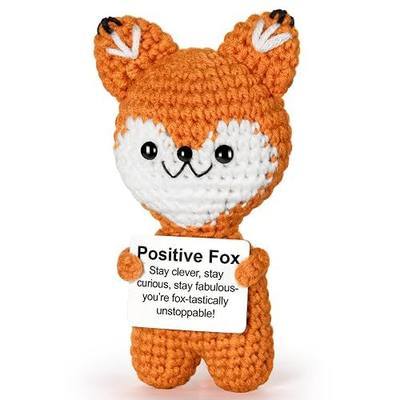 Positive Crochet Animal Fox – Cute Handmade Emotional Support Gift, Valentine’s & Galentine’s Day Encouragement Decor for Women Men, Romantic Birthday Present for Girlfriend Boyfriend Friends Coworker