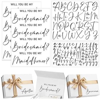 MotiMind 8 Pcs Will You Be My Bridesmaid Groomsman Sticker Vinyl Proposal Decal Custom Name Bridesmaids Box Personalized Dtf Transfer for Bridal Shower Wedding Bachelorette Party (Bridesmaid,Black)