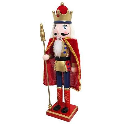 15 Inch Christmas Decorations Nutcracker Ornaments,Wooden Nutcracker Figures,Festive Collectible Nutcracker Gift for Table Desktop Fireplace Thanksgiving Christmas Decor,King(Red)