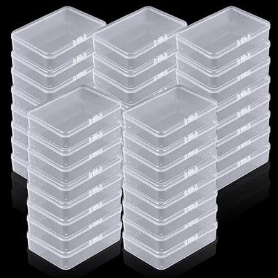LECEHIVO 40 Pcs Clear Plastic Beads Storage Containers Box with Stickers Jewelry Square Storage Containers with Lids for Beads Craft Supplies (4.1 x 3 x 1 Inch)