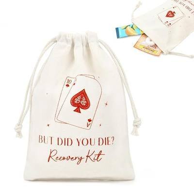CEELGON 10 Pack Vegas Hangover Kit Bags for Bachelorette Birthday Party Favors Gifts 5" x 7" Drawstring Recovery Kit Goodie Pouch Girls Trip Emergency Supplies (Red)