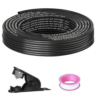 50FT 5/32"OD DOT Air Line Hose SAE J844 PA12 Nylon Pneumatic Brake Tubing | 5/32" Air Hose with Cutter and Teflon Tape For Semi Truck Trailer Air Suspension Brake System&Industrial Fluid Transfer 15.5m