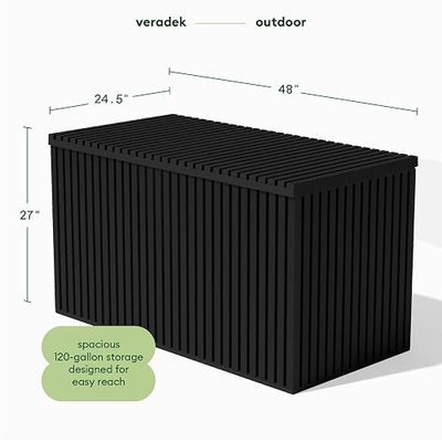Veradek Everything Box - 120-Gallon Outdoor Storage Box | Durable Plastic Deck Box With Organization and Lock for Patio Furniture, Cushions, Throw Pillows, and Garden Tools