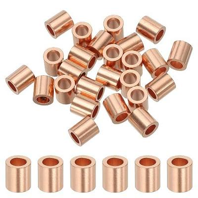 uxcell 1/8"(3mm) Wire Rope Stop Sleeve, Copper Crimping Loops Sleeve Round Crimp Ferrules for Wire Rope and Cable Ferrule, Gold 25Pcs