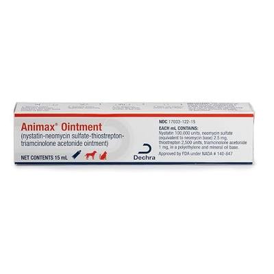 Animax® Ointment (nystatin-neomycin sulfate-thiostrepton-triamcinolone acetonide Ointment) 15 mL Tube for Dogs and Cats
