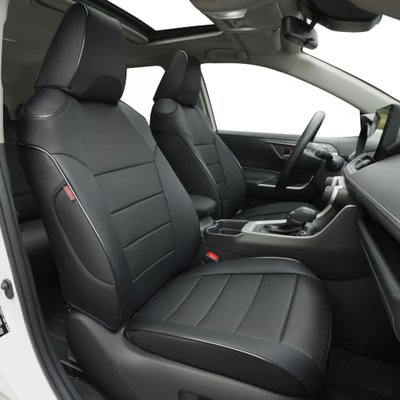 Lolcar Rav4 Car Seat Covers for Toyota Rav4 XLE,Platinum,Limited 2013-2018 & SE 2016-2018,Custom Leather Truck Seat Cover Full Set for SUV,Waterproof Car Seat Protector,Faux Leather(Black)