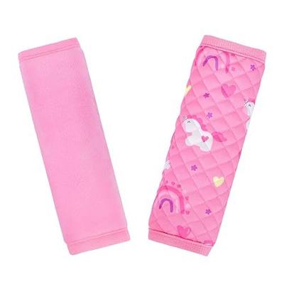 INFANZIA Car Seat Strap Covers for Infants Babies, Soft Carseat Shoulder Pads for Kids, Double-Sided Use Seatbelt Cushion Covers for Stroller, Pushchair & High Chair (Pink)
