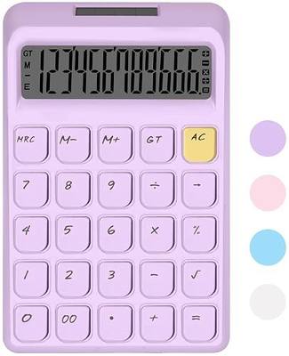 Cute Calculator, Calculators Desktop, Purple Calculator Big Buttons | Solar and Battery Dual Power, 12-Digits Large LCD Display, Desk Calculators for Office Home School Basic Business (Purple)
