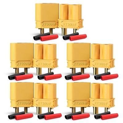 MADCATZ 5 Pairs XT30 Connectors with Heat Shrink Tubing - Male & Female Compatible for RC Drones, FPV, ESC, Battery Connections (10 Pcs)