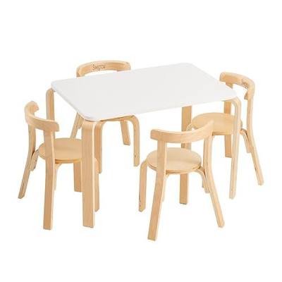 Swegrow Kids Table and 4 Chairs Set, Wooden Table and Chairs for Kids & Toddler,Kid Wooden Furniture for Playroom/Home/Kindergarten