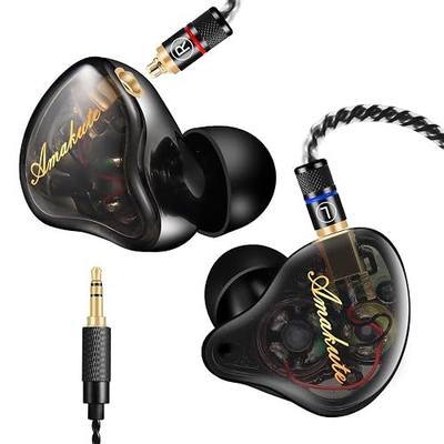 DEMAKE in Ear Monitor with Detachable Silver-Plated 3.5mm Cable | HiFi IEM, Tesla Dual Dynamic Driver Wired Earbuds, Noise-Isolating In-Ear Headphones for Singers & Audiophiles(Black & Clear)