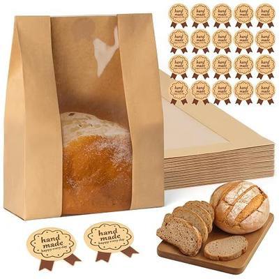 FUNFERY Sourdough Bread Bag for Home Made Bread Sourdough with CuteSticker | Large Paper Bags for Breads Gifting with Window,Loaf Bags for Bakery Packaging and Storage,Baking Supplies Starter Kit-30 Pcs