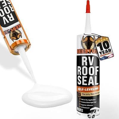 BEEST RV Roof Sealant Self-Leveling - 10 Oz, Self Leveling Lap Sealant for Campers, Skylight, Trailers, Waterproof RV Caulking for Vertical Surface - Elastomeric Sealer for Roof Maintenance (1 Pack)