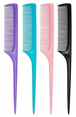 4 Pcs Rat Tail Comb Set for Women -Fine Tooth Styling comb with Pick, Anti-Static Heat Resistant Teasing Comb,Professional Hair Parting Tools for Smooth Detangling, Updos & Salon-Perfect Hairstyles.