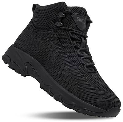 SHULOOK Non Slip Work Boots for Men Slip Resistant Lightweight Kitchen Chef Shoes for Restaurant Food Service Comfy Working Shoe Ankle Support Mesh Walking Footwear Black