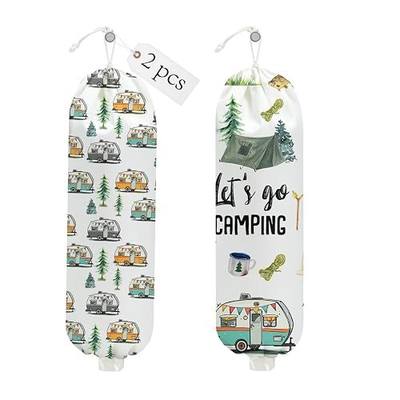 2PCS Camping Plastic Bag Holder, Camping Gifts for Women Mom, Camper Decor | Wall Mount Grocery Bag Holder for Storage bag, Camper Accessories for Inside Storage Organizer Reusable Grocery Bags