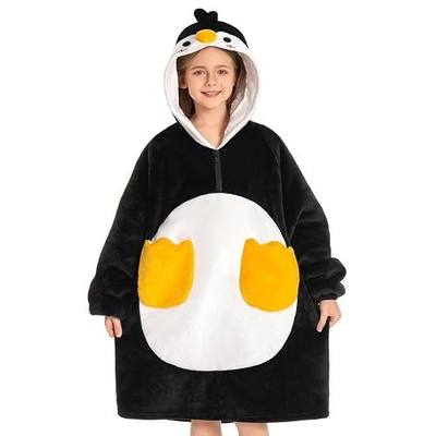 Wearable Blanket Hoodie, Hooded Blanket with Pocket Penguin | 3D Hooded Blanket Hoodie, Flannel Fabric, Machine Wash, Pockets, Animal Style