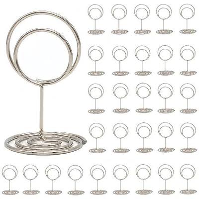 30Pcs Table Number Holders,Wire Place Card Holder Table Sign Holder Name Menu Clips,Picture Stands Photo Stands for Wedding Centerpieces Birthday Party (Silver)