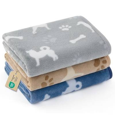 Bedsure 3-Pack Cute Soft Dog Blankets for Small Dogs Puppy Cats, 23x16 | 280GSM Coral Fleece,Machine Washable Fuzzy Pet Blanket with Dog Prints for Crate Cage, Dog Bed,Puppy Essentials,Doggy Gifts