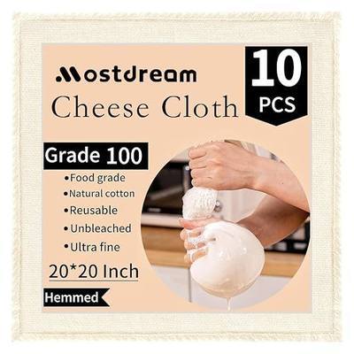 Cheese Cloths 10Pcs 20x20 Inch Grade 100 Cotton Unbleached for Straining | Cheese Cloth Making Yogurt Juice Cooking Turkey | Precut Cheese Cloths Bag for Straining | Reusable Muslin Cheesecloth