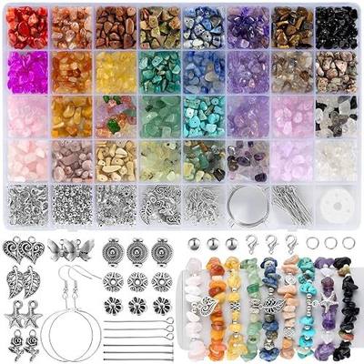 Funtopia 32 Colors Crystal Beads for Jewelry Making,1200 Pcs Natural Stone Beads Bracelet Making Kit Adults 5-8mm Irregular Crystals and Gemstones Chips for Bracelet Necklace Earring DIY Craft