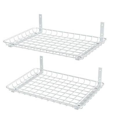 EVERHANGER Garage Wall Shelves 12x18 Inch, Wall Mounted Storage Shelf, Metal Shelf Rack, Heavy-Duty Shelf Organizer 2 Pack, White