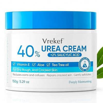 Urea Cream 40 Percent with 2% Salicylic Acid, Urea Cream 40 Percent for Feet Maximum Strength, Foot & Hand Cream for Dry Cracked Heels, Callus Softener for Rough Thick Skin, 5.29 oz