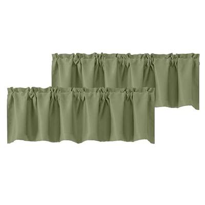 Chyhomenyc Sage Green Valances for Window, Room Darkening Short Curtains for Kitchen Bedroom Living Room, Rod Pocket Top Small Window Treatment Valance RV Bunk Panels, 60" Wx18 L, 2 Pieces