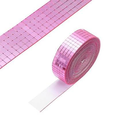 PATIKIL 5x5mm Self Adhesive Mirrors Mosaic Tiles, 3600 Pcs Square Mini Glass Mosaic Disco Tile Sticker for DIY Craft Disco Ball Party Decoration, Pink