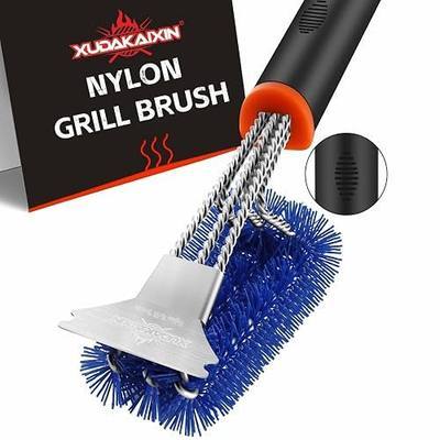 XUDAKAIXIN Nylon Grill Brush,No Dangerous Metal Wire | Safe Nylon Bristles Barbecue Outdoor Grill Brush for Cooled Grates,Extra Strong BBQ Cleaner Accessories