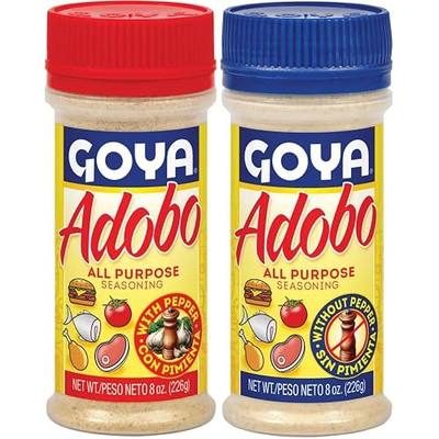 Goya Adobo All Purpose Seasoning Variety Pack, Meat, Bottles With Pepper & | With Pepper & Without Pepper, Latin Spice Blend for Chicken, Meat, Seafood & Vegetables, Fat Free, Calorie Free, Poultry