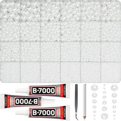 16500Pcs Half Pearls Beads for Crafting, Flat Back White Pearls 2-10mm Flatback Decor Rhinestones Gems Diamond Mixed Sizes Bedazzling for Crafts Bedazzle Decoration Shoes Clothes Decorative B7000 Glue