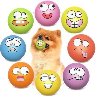 Squeaky Dog Toys Soft Latex Rubber Squeaky Dog Balls for Puppy Small Pet Dogs (8 Pack) (Round Balls)