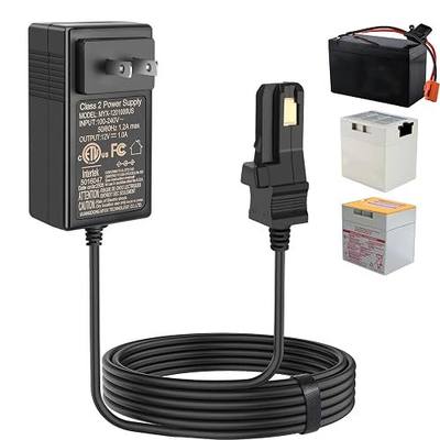 EGK 12V Battery Charger with 6.6Ft Cable for All Power Wheels 12 Volt Ride-on Toys for Fisher-Price Gray and Orange Top