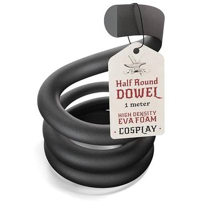 The Foamory Black EVA Foam Dowel - Half Round 10mm x 1M Length Craft Stick | Pre-cut, Paint-ready No-waste Design for Cosplay Armor Trim, Weapon Builds & Costume Detailing. Time Saving Crafting Material