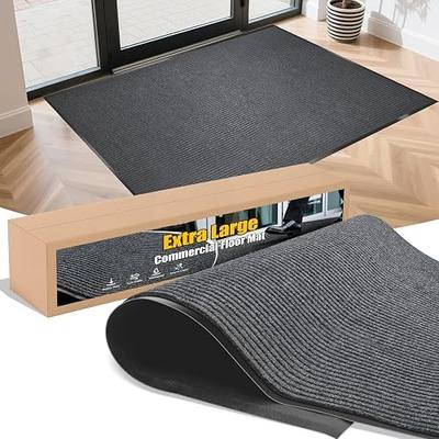 Extra Large Indoor/Outdoor Entrance Mat - 4 x 5 Feet, Rubber Border Door Mat Heavy Duty, Waterproof, Low-Profile, Easy to Clean, Rubber Entry Mat, Commercial Floor Mat, Charcoal Grey