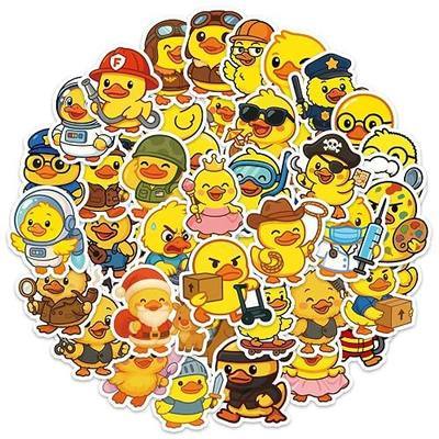 50pcs Duck Sticker for Kid, 50 Style Cute Animals Stickers Yellow Duck Occupation Patterns for Laptop Water Bottle Party Supplies