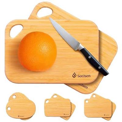 2 Pack Small Bamboo Wood Cutting Board for Kitchen 8.6" x 6" Mini Wooden Charcuterie Boards Lightweight Chopping Board Non Toxic Serving Board Tiny Chef Set Camping Fruit Lemon Sandwich Cheese Board