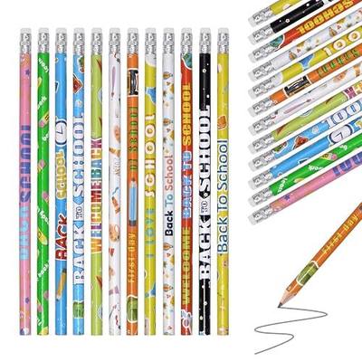 cnomg 60 Pcs Welcome Back to School Pencils First Day of School Motivational Pencils with Eraser Bulk Wood Writing Instrument for Teachers Classrooms Exams eward Gifts Stationery Party