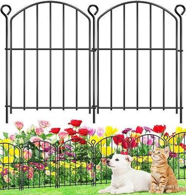 Decorative Garden Fence 17in (H) x10ft (L),Arched Rustproof Metal No Dig | Small Fence for Dogs & Rabbit,Ornamental Animal Barrier for Flower Beds,Border Panels Fencing for Yard & Patio Outdoor Decor